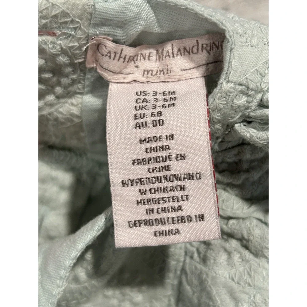 Catherine Malandrino Mini Baby Girl Blue One Piece Embroidered Romper 3-6 Months